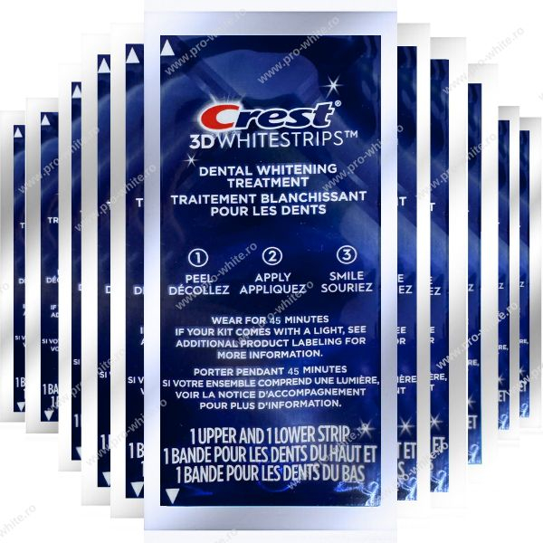 Benzi Crest 3D Whitestrips Professional White, 10% concentratie, 20 zile, 40 benzi albire, nivel albire 20, aplicare 45 min [9]