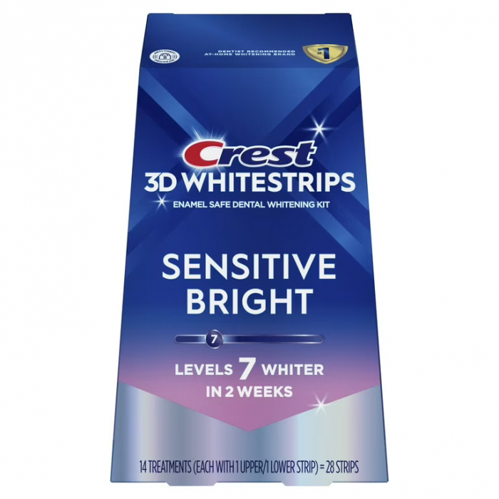 Benzi Crest 3D Whitestrips Sensitive Bright, 6% concentratie, 14 plicuri, 28 benzi albire, nivel albire 7, aplicare 45 min, benzi albire dinti sensibili [3]