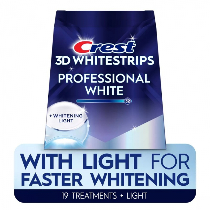 Crest 3D Whitestrips Professional White + Led Light, 19 plicuri, 38 plasturi, Lampa UV, concentratie 10%, nivel albire 32, kit albire dinti [3]