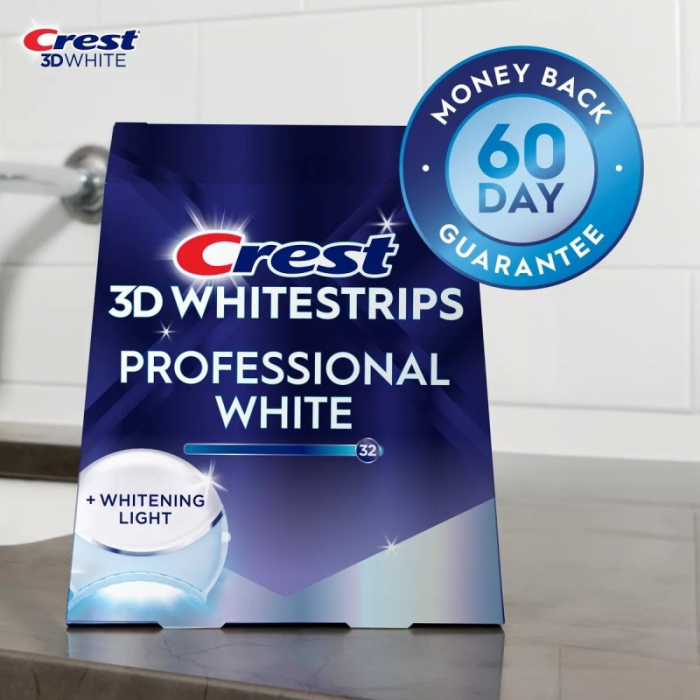 Crest 3D Whitestrips Professional White + Led Light, 19 plicuri, 38 plasturi, Lampa UV, concentratie 10%, nivel albire 32, kit albire dinti [2]