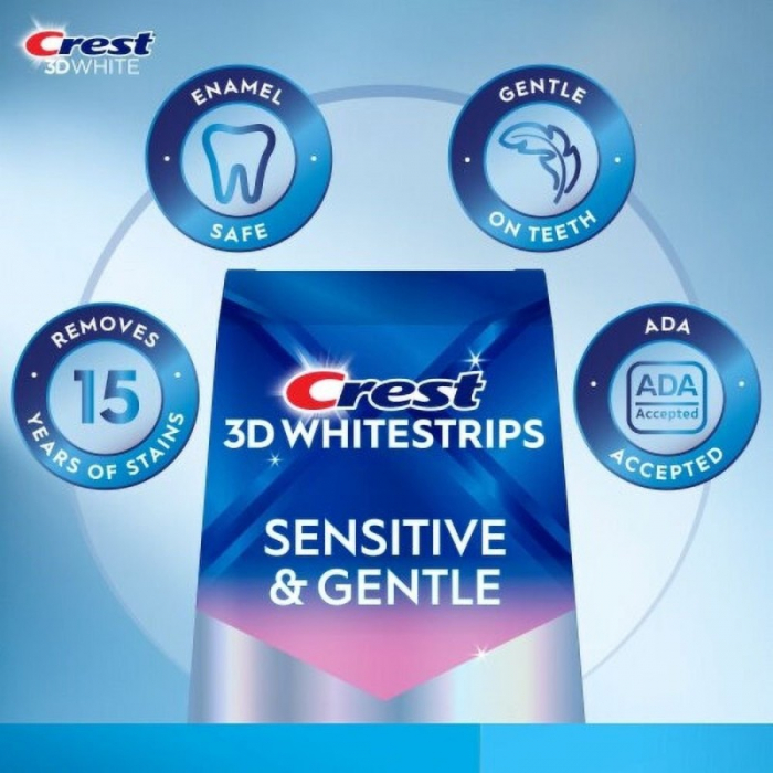 Crest 3D Whitestrips Sensitive, tratament albire 18 zile, concentratie 8%, benzi albire dinti sensibili [2]