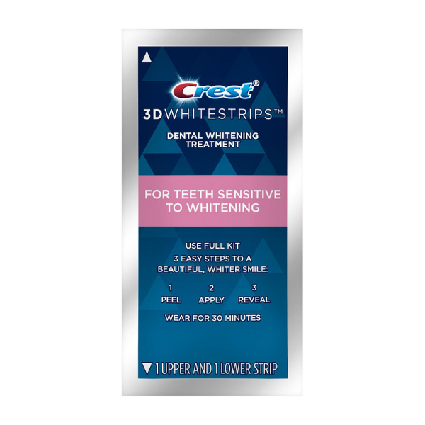 Kit Crest 3D Whitestrips Sensitive White, tratament albire 7 zile, concentratie 6%, benzi albire dinti sensibili + Pasta de Dinti Crest Baking Soda & Peroxide, 119g, contine praf de copt si peroxid [2]