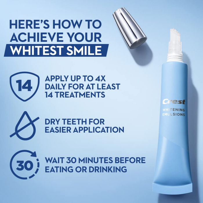 Crest Whitening Emulsions, ser albire hidratant 10 g cu aplicator, apply & go, pentru dinti sensibili [2]