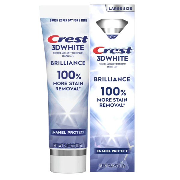 Pasta de dinti Crest 3DWHITE, Brilliance, 100% more stain removal*, Enamel Protect, 110g, larger size [1]