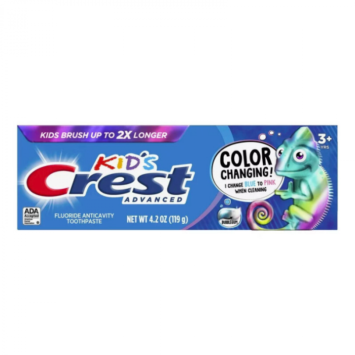 Pasta de dinti Crest Kid's Advanced, Color Changing, aroma irezistibila de bubblegum, pentru copii, 3+ ani, 119g [2]