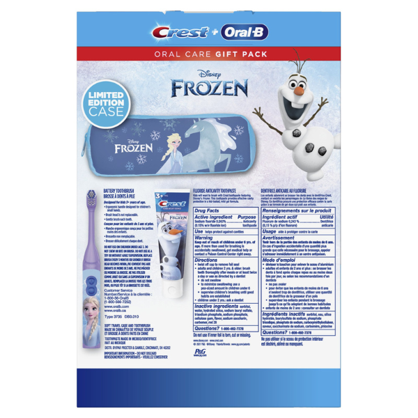 Pasta de dinti Crest Flouride Anticavity + Periuta de dinti electica Oral-B, Kids Disney's Frozen, aroma bubblegum, pentru copii, 119g [2]