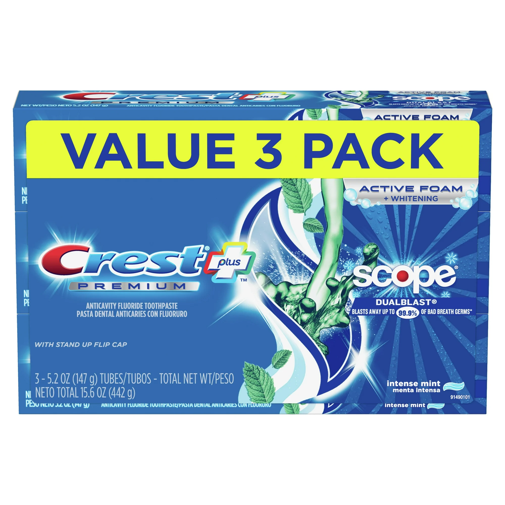 3x Pasta de Dinti Crest Scope Plus PREMIUM, Dualblast, aroma intensa de menta, 147g [2]