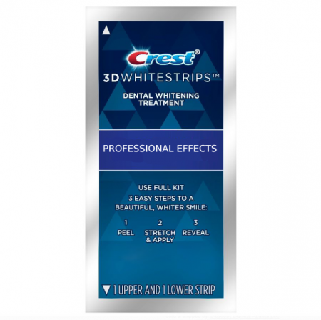 Benzi albire Crest - 1 x Plic Benzi Crest 3D Whitestrips Professional Effects, 10% concentratie, 2 benzi albire, aplicare 45 min, benzi albire dinti