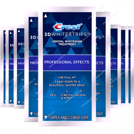 10 zile x Crest 3D Whitestrips Professional Effects, 10% concentratie, 20 benzi albire Crest, nivel albire 9, aplicare 45 min, benzi albire dinti [2]