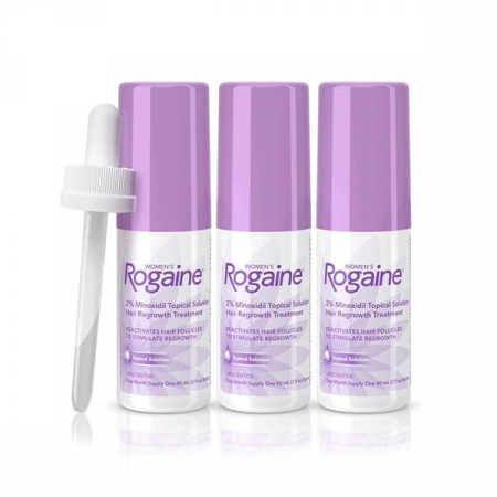 3x Solutie Rogaine 60ml, Minoxidil 2%, pentru femei, pipeta originala inclusa, impotriva caderii parului, tratament 3 luni [1]