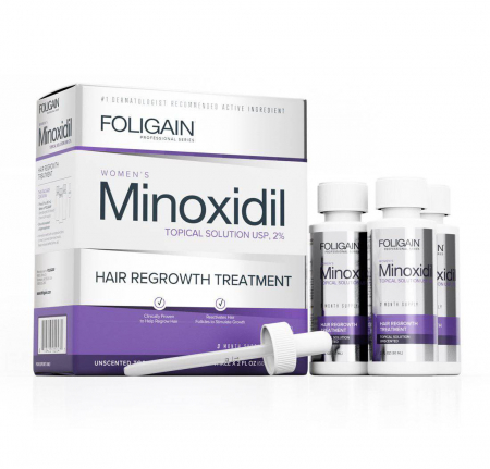 Ingrijire par - Solutie Foligain, Minoxidil 2%, pentru femei, impotriva caderii parului, tratament complet 3 luni