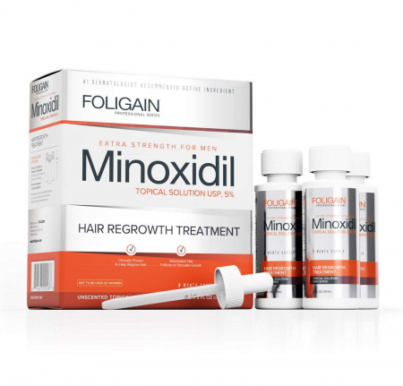 Ingrijire par - Solutie Foligain, Minoxidil 5%, impotriva caderii parului, pentru barbati, tratament complet 3 luni