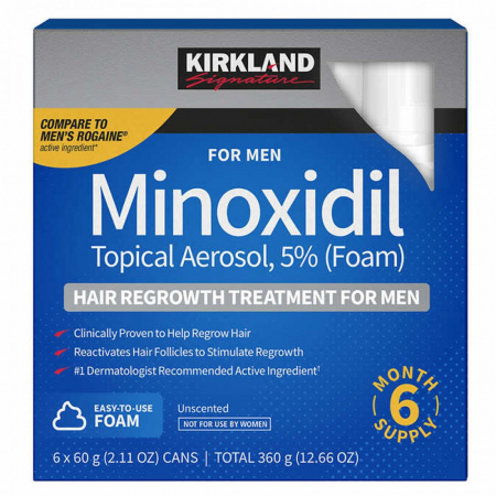 Ingrijire par - 6x Spuma KIRKLAND 60ml, Minoxidil 5%, impotriva caderii parului, tratament 6 luni