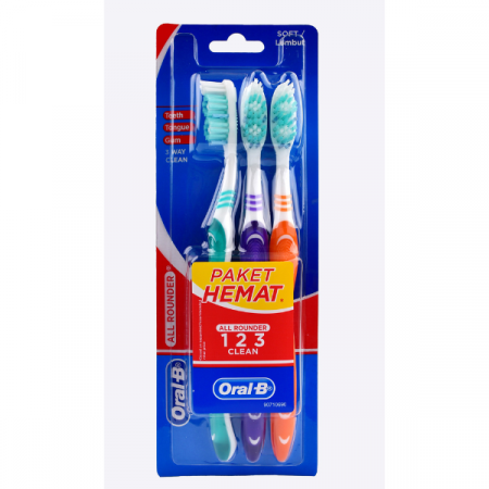 Periute de dinti clasice - 3x Periuta de dinti Oral-B, peri medium, 3 way clean, diferite culori