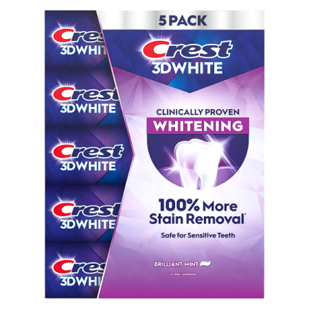 Pasta de dinti - 5 x Pasta de dinți Crest 3D White Clinically Proven, Brilliant Mint, 147g