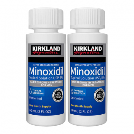 Ingrijire par - 2x Solutie Kirkland 60ml, Minoxidil 5%, impotriva caderii parului, tratament partial 2 luni