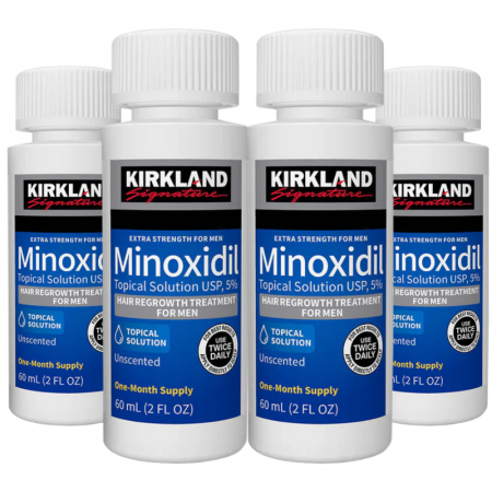 Ingrijire par - 4x Solutie Kirkland 60ml, Minoxidil 5%, impotriva caderii parului, tratament partial 4 luni