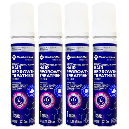 4x Spuma Member's Mark 60ml, Minoxidil 5%, impotriva caderii parului, tratament 4 luni, pentru barbati [1]