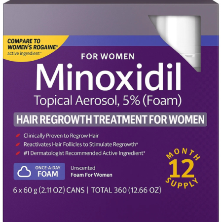 Ingrijire par - 6x Spuma KIRKLAND 60ml, Minoxidil 5%, pentru femei, impotriva caderii parului, tratament 6 luni