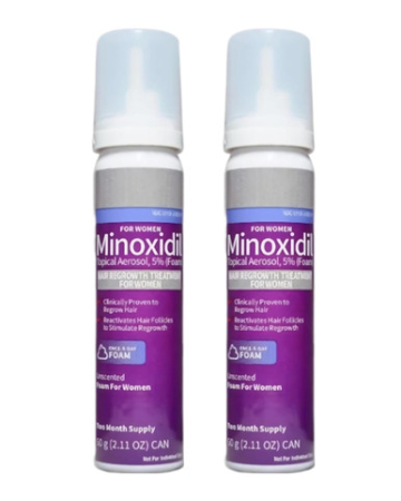 Ingrijire par - 2x Spuma KIRKLAND 60ml, Minoxidil 5%, pentru femei, impotriva caderii parului, tratament 6 luni