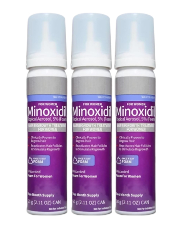 Ingrijire par - 3x Spuma KIRKLAND 60ml, Minoxidil 5%, pentru femei, impotriva caderii parului, tratament 6 luni