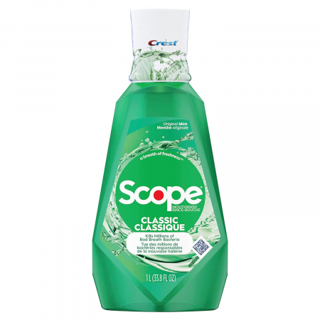 Apa de Gura Crest, Scope Classic, aroma intensa de menta, 1L, contine alcool, contine CPC [1]