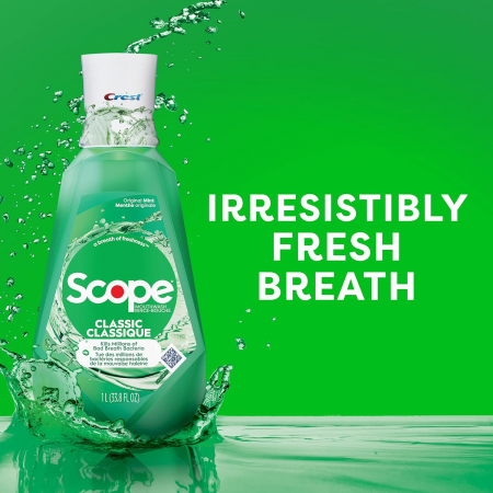 Apa de Gura Crest, Scope Classic, aroma intensa de menta, 1L, contine alcool, contine CPC [3]