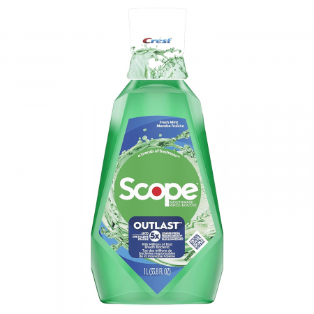 Apa de Gura - Apa de Gura Crest, Scope Outlast 5x, aroma intensa de menta, 1L, contine alcool