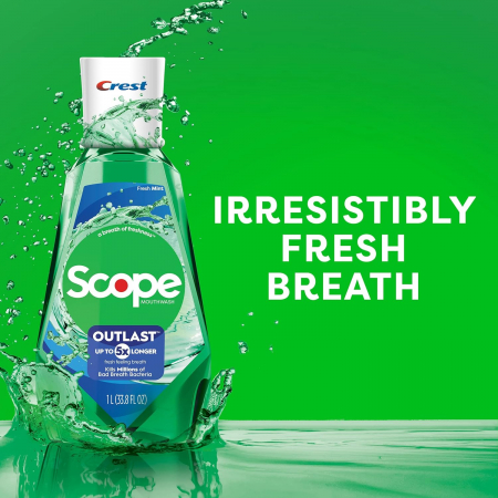 Apa de Gura Crest, Scope Outlast 5x, aroma intensa de menta, 1L, contine alcool [2]