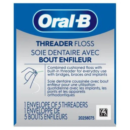 Ata Dentara - Ață dentară Oral-B Glide Threader Floss pentru aparat dentar, punți și implanturi, 5 buc
