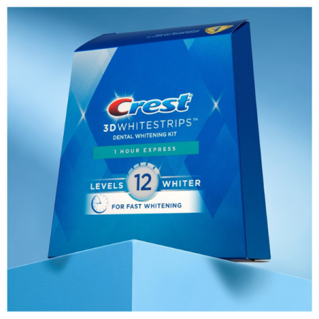 Benzi Crest 3D White 1 Hour Express, 12% concentratie, 10 zile, 20 benzi, aplicare 60 min, nivel albire 12, benzi albire dinti [4]