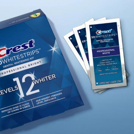 Benzi Crest 3D Professional Bright, 10% concentratie, 7 zile, 14 benzi, aplicare 30 min, nivel albire 4-5, benzi albire dinti [2]