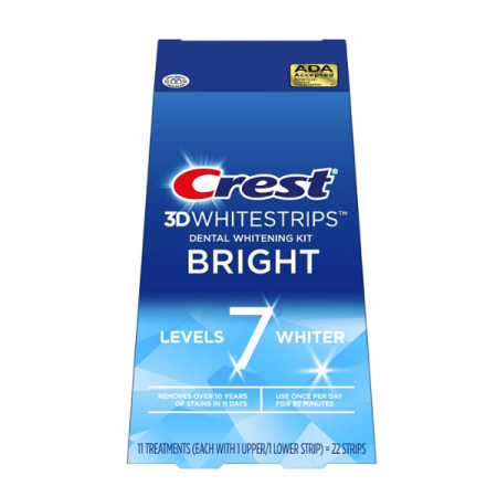 Benzi albire Crest - Crest 3D Whitestrips Bright, 9% concentratie, 11 zile, 22 benzi albire, nivel albire 7, aplicare 30 min, benzi albire dinti
