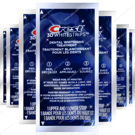 Benzi albire Crest - Benzi Crest 3D White 1 Hour Express, 12% concentratie, 10 zile, 20 benzi, aplicare 60 min, nivel albire 12, benzi albire dinti - Copie