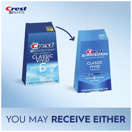 Benzi Crest 3D White Classic Vivid, 6% peroxid, 10 zile, 20 benzi albire dinti, 30 min, nivel albire 6 [1]