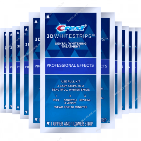 Benzi Crest 3D Whitestrips Professional Effects, 10% concentratie, 20 zile, 40 benzi albire, nivel albire 18, aplicare 45 min, benzi albire dinti [5]
