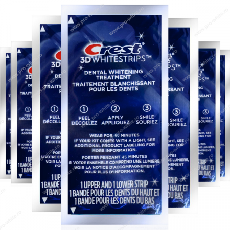 Benzi albire Crest - Crest 3D Whitestrips AGE RENEW, 16% concentratie, 21 zile, 42 benzi albire, nivel albire 25, 7 zile, aplicare 60 min, benzi crest