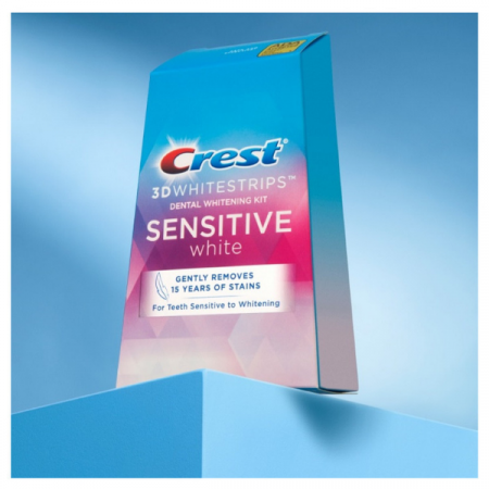 Crest 3D Whitestrips Sensitive White, tratament albire 13 zile, concentratie 6%, benzi albire dinti sensibili [1]