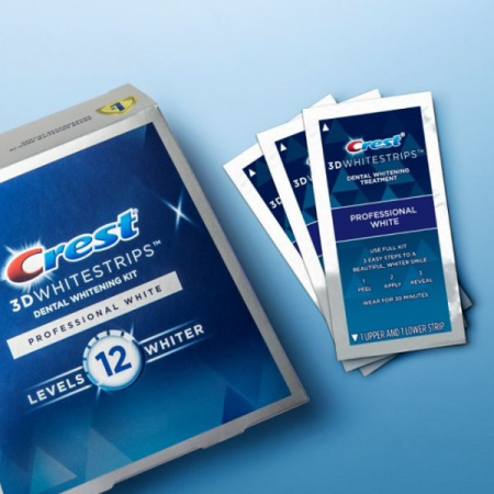 Crest Professional Bright + Emulsie CADOU, 10% concentratie, 18 zile, 36 benzi albire, nivel albire 12, aplicare 30 min [1]