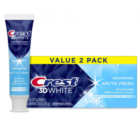 Pasta de dinti - 2x Pasta de dinti Crest 3DWhite Arctic Fresh, ADVANCED, 107g, cu fluor, fara gluten