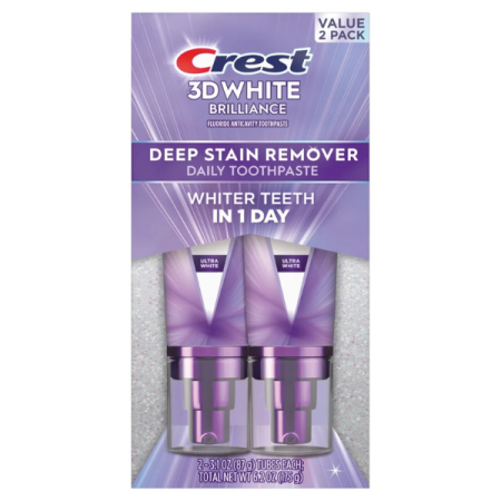 2x Pasta de dinți Crest 3DWhite Brilliance Deep Stain Remover, ULTRA WHITE, 87g [1]