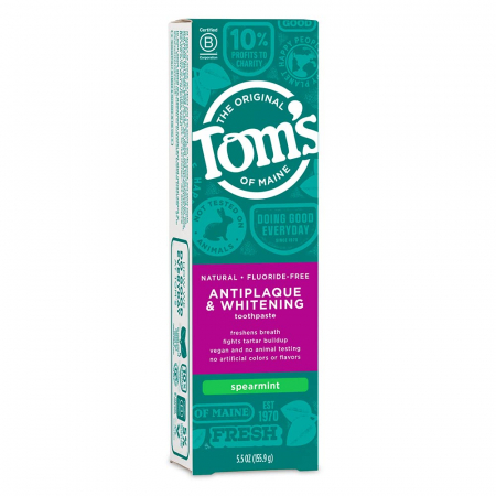 Pasta de dinti - Pasta de dinti Tom's of Maine, Antiplaque and Whitening, vegan, fara fluor, ingrediente naturale, BPA-Free, 155.9g
