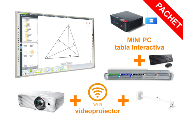 All-in-one Tabla Interactiva ProDidactica 83'', Video Proiector de perete,Short Throw, suport videoproiector, mini PC, tastatura si mouse. [1]