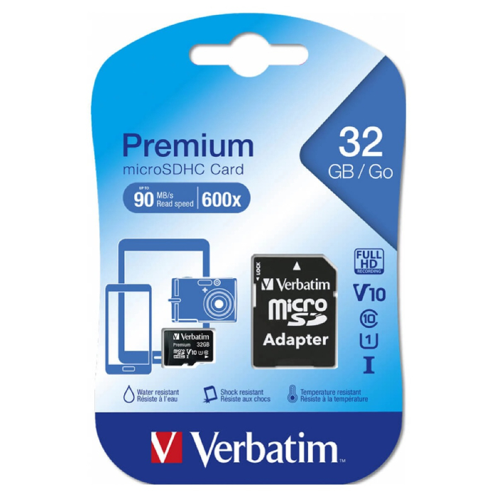 Card memorie micro SD 32 GB, clasa 10 si adaptor VERBATIM Premium [1]