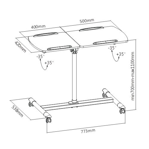 Masuta videoproiector/laptop BlackMount TableStand 5A, inaltime reglabila, functie de inclinare, max. 10Kg. [2]