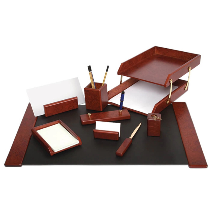 Set de birou lux din lemn FORPUS 9 piese - visiniu [1]