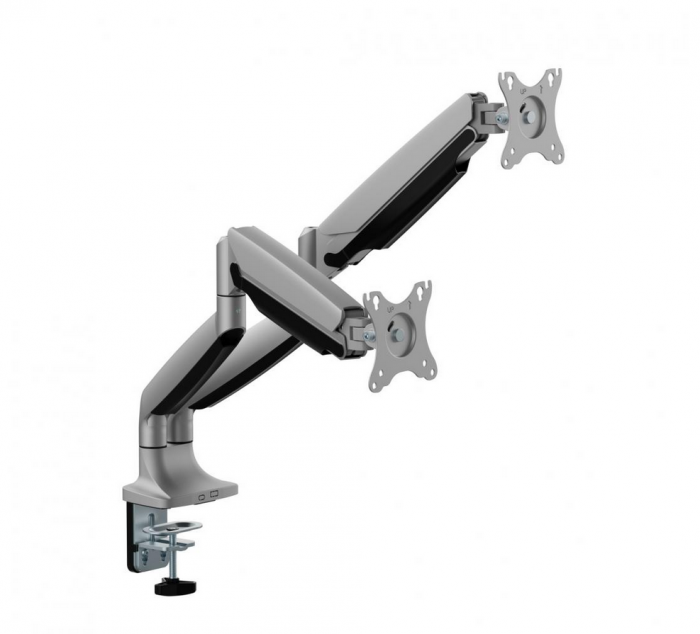 Suport 2 monitoare Serioux MM82-C024, compatibilitate dimensiune ecran 17"-35", greutate maximă suportata: (per ecran): 1~16kg,VESA: 75x75, 100x100, management cabluri [2]