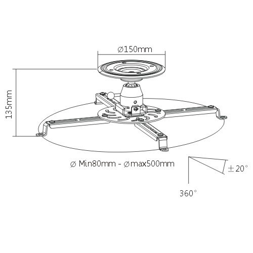Suport universal videoproiector Blackmount PRB-16-04F, max.15 kg, Alb [2]