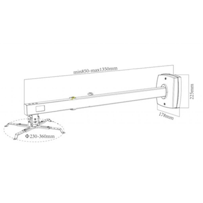 Suport videoproiector de perete Blackmount CT-PRB-8M, alb [4]