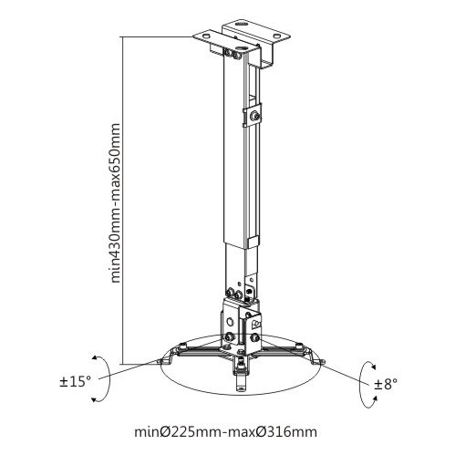 Suport videoproiector perete/tavan BlackMount WALL2, reglabil, max. 10kg, Alb [2]